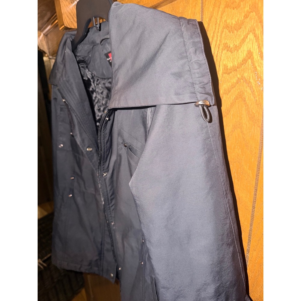 Gallery Petite Black Utility Jacket Quilted Lining Hooded Zip Snap PM - Picture 4 of 4